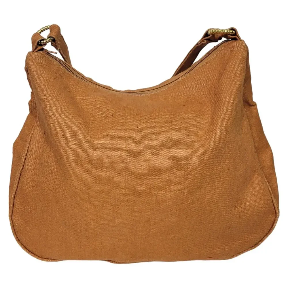 Vintage Kleinberg Sherrill Shoulder Bag Orange Oversized Crossbody Canvas Curved